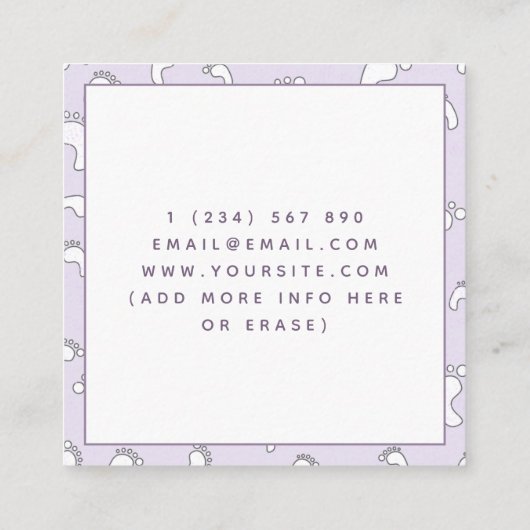 Baby Feet Pattern Babysitter Nanny Baby Care Fun Vierkante Visitekaartje (Achterkant)