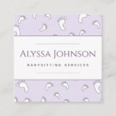 Baby Feet Pattern Babysitter Nanny Baby Care Fun Vierkante Visitekaartje (Voorkant)