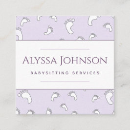Baby Feet Pattern Babysitter Nanny Baby Care Fun Vierkante Visitekaartje