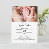 Baby Feet Photo Black White Boy Girl Baby shower Kaart (Staand voorkant)