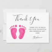 Baby Feet Roze Baby shower Bedankkaart (Voorkant)