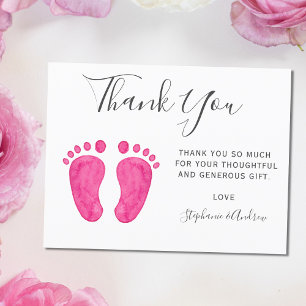Baby Feet roze Baby shower Bedankt Briefkaart