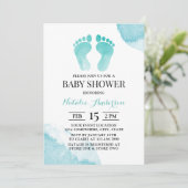 Baby Feet Waterverf Turquoise Baby shower Kaart (Staand voorkant)