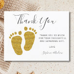 Baby Feet Yellow Glitter Baby shower Bedankt Briefkaart<br><div class="desc">Dit Baby shower Hartelijk dank. Deze kaart is gedecoreerd met moderne typografie en schattige gele glitter babyvoeten. Eenvoudig aan te passen met je eigen bericht. Gebruik de optie Verdere wijzigingen aanpassen om de tekstgrootte, stijl of kleur te wijzigen als u dat wenst. Omdat we ons eigen kunstwerk creëer, zal je...</div>