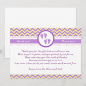 Baby Feet Yellow Paars Twins Party - Hartelijk dan Bedankkaart (Voorkant / Achterkant)