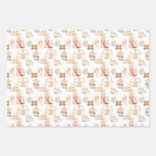 Baby feiharde teacup aardbeienveld inpakpapier vel (Voorkant)