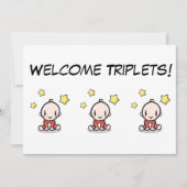 Baby felicitatiekaart voor drieling, kaart (Voorkant)