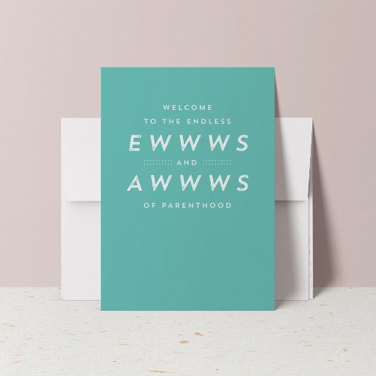 Baby felicitaties blauwgroen wenskaart kaart