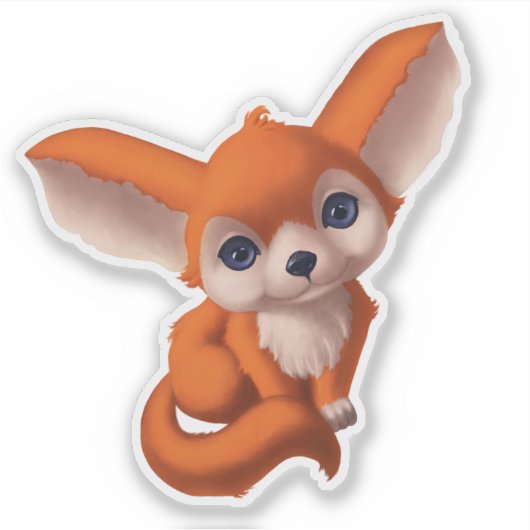 Baby Fennec Fox Sticker (Voorkant)