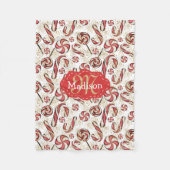 Baby Festive Fun Candy Canes Pattern Fleece Deken (Voorkant)