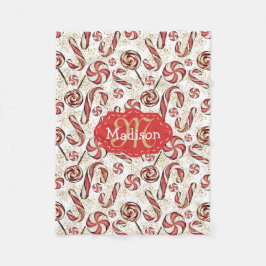 Baby Festive Fun Candy Canes Pattern Fleece Deken