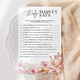 Baby Feud Survey Zegt Floral Tea Baby shower Game