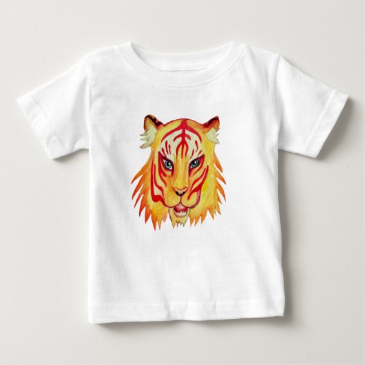Baby Fine Jersey T-Shirt Tiger Tekening (Voorkant)