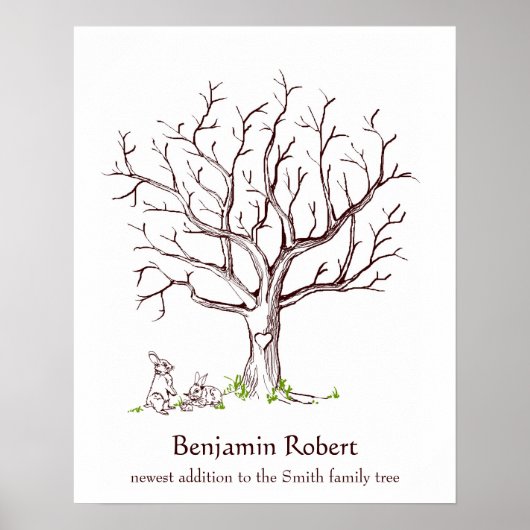 Baby Fingerprint Tree Poster (Bunnies) (Voorkant)