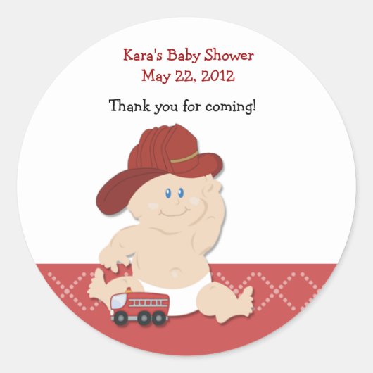 BABY FIRE FIGHTER Baby shower Favor Sticker (Voorkant)
