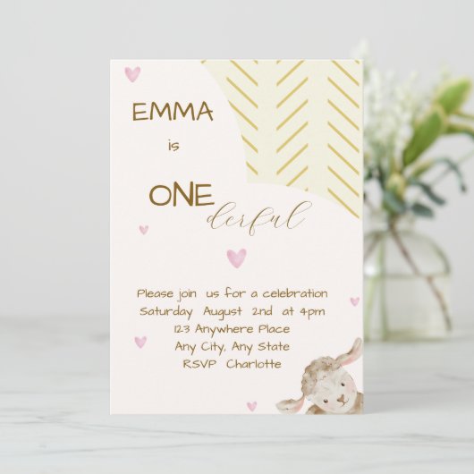 Baby First Birthday Invitation Kaart (Staand voorkant)