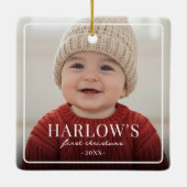 Baby First Chirstmas Simple Boarder Photo  Ceramic Keramisch Ornament (Achterkant)