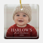 Baby First Chirstmas Simple Boarder Photo  Ceramic Keramisch Ornament (Voorkant)