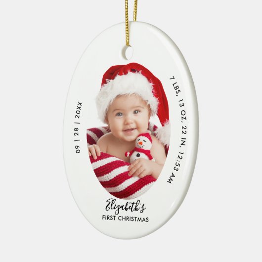Baby First Christmas Birth Stats Name Minimal Chic Keramisch Ornament (Links)