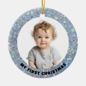 Baby First Christmas Custom Photo Glitter Ornament (Voorkant)
