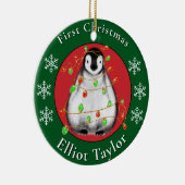 Baby first Christmas cute penquin personalize Keramisch Ornament (Rechts)