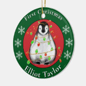 Baby first Christmas cute penquin personalize Keramisch Ornament (Links)