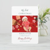 Baby First Christmas Photos Feestdagenkaart (Staand voorkant)