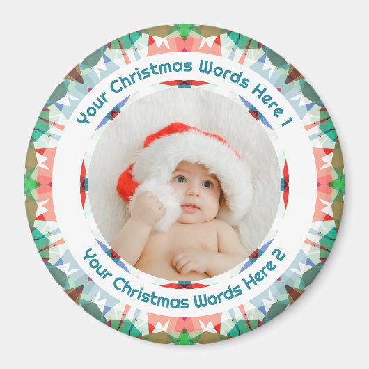 Baby First Christmas Pink Blue Family Photo Gift Magneet (Voorkant)
