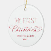Baby First Christmas Red Photo Keepsake Keramisch Ornament (Links)