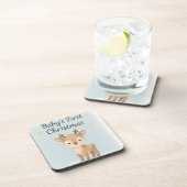 Baby first Christmas reindeer cute festive nursery Bier Onderzetter (Rechterzijde)