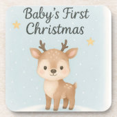 Baby first Christmas reindeer cute festive nursery Bier Onderzetter (Voorkant)