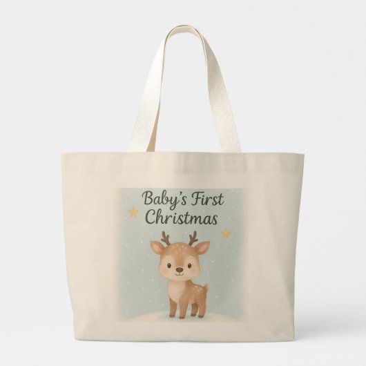 Baby first christmas reindeer cute festive outing grote tote bag (Achterkant)