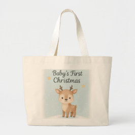 Baby first christmas reindeer cute festive outing  grote tote bag