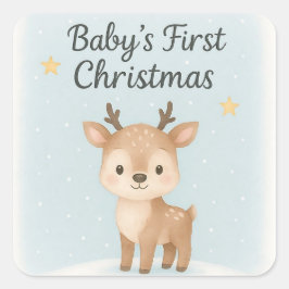 Baby first christmas reindeer cute pastel holiday  vierkante sticker