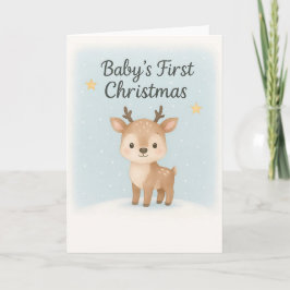 Baby first christmas reindeer sweet gentle holiday kaart