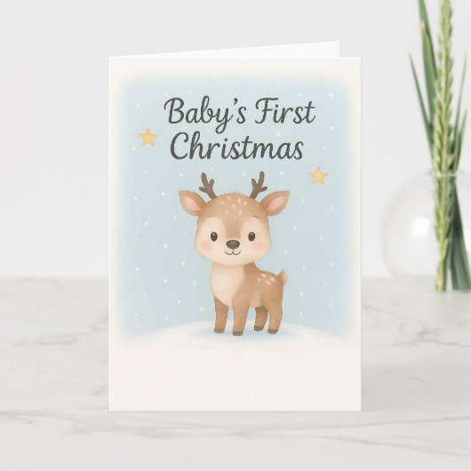 Baby first christmas reindeer sweet gentle holiday kaart (Voorkant)