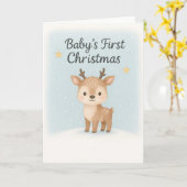 Baby first christmas reindeer sweet gentle holiday kaart (Gele Bloem)