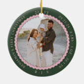 Baby First Christmas Wavy Modern Minimal 2 foto Keramisch Ornament (Achterkant)