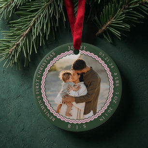 Baby First Christmas Wavy Modern Minimal 2 foto Keramisch Ornament