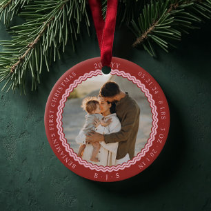 Baby First Christmas Wavy Modern Minimal 2 foto Keramisch Ornament