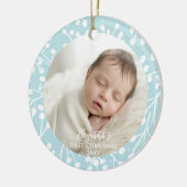 Baby First Christmas Winter Botanical Berries Blue Keramisch Ornament (Links)