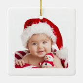 Baby First Christmas Woodland Deer Owl Photo  Keramisch Ornament (Achterkant)