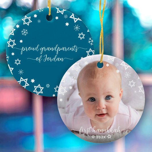 Baby First Hanukkah Stars Snowflakes Grandouders Keramisch Ornament