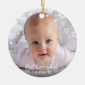 Baby First Hanukkah Stars Snowflakes New Parents Keramisch Ornament (Voorkant)