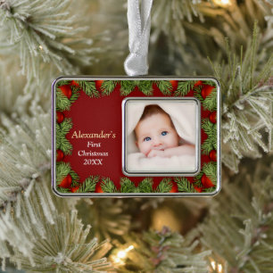 Baby First Holiday Photo Lijst Red Verzilverd Omlijst Ornament