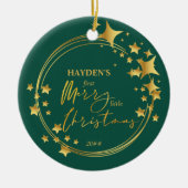 Baby First Merry Little KerstPhoto Gold Star Keramisch Ornament (Voorkant)