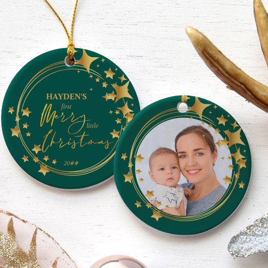 Baby First Merry Little KerstPhoto Gold Star Keramisch Ornament