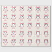 Baby First Tooth Pink Bow Milestone Kawaii Tooth Cadeaupapier (Vlak)