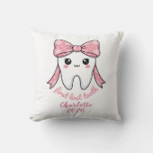 Baby First Tooth Pink Bow Milestone Kawaii Tooth Kussen (Voorkant)