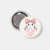 Baby First Tooth Pink Bow Milestone Kawaii Tooth Magneet (Voorkant / Achterkant)